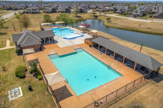 449 E 129th Pl, Jenks, OK 74037 - community pool with a residential view, a water view, and a patio area