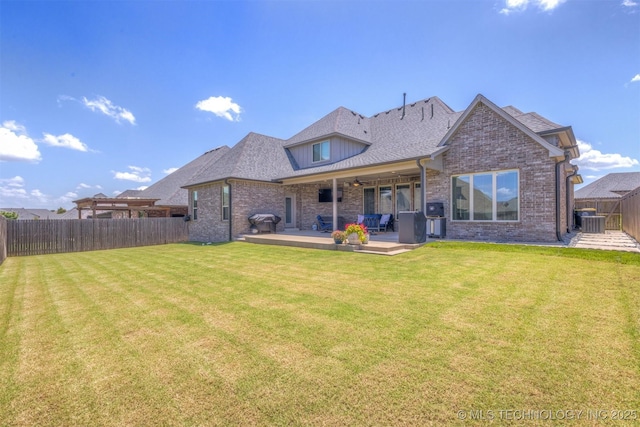 449 E 129th Pl, Jenks, OK 74037 - rear view of house featuring a fenced backyard, brick siding, and a deck