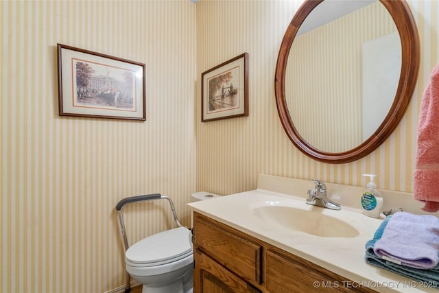 7033 E 99th St, Tulsa, OK 74133 - half bath featuring wallpapered walls and vanity