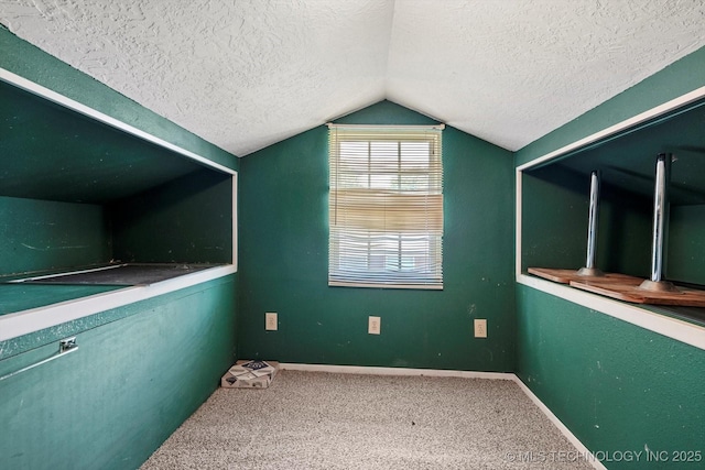 705 W Hartford Pl, Broken Arrow, OK 74012 - bonus room with a textured ceiling, lofted ceiling, and carpet flooring