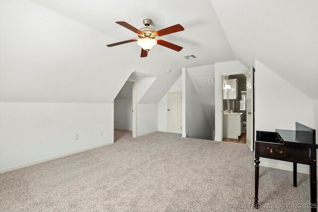 13718 S 262nd E Ave, Coweta, OK 74429 - bonus room with carpet flooring, ceiling fan, and lofted ceiling