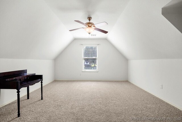 13718 S 262nd E Ave, Coweta, OK 74429 - additional living space featuring carpet, ceiling fan, and lofted ceiling