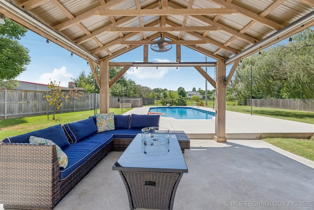 200 N Redwood Ct, Broken Arrow, OK 74012 - fenced backyard featuring a gazebo, an outdoor hangout area, and a patio area