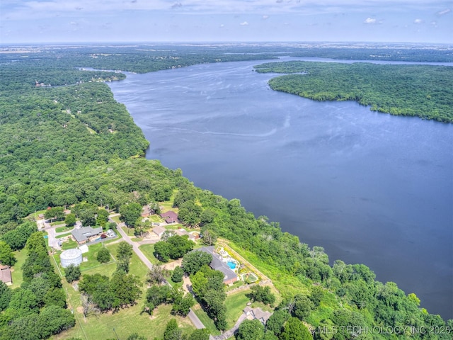 34159 E 698th Rd, Wagoner, OK 74467 - aerial overview of property's location featuring a large body of water and a heavily wooded area