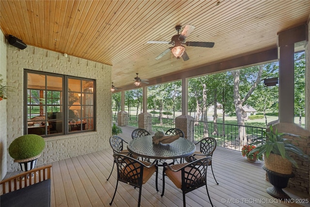 19735 E Woodhaven Rd, Owasso, OK 74055 - sunroom with a ceiling fan and plenty of natural light