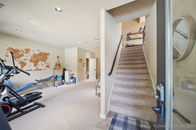 19735 E Woodhaven Rd, Owasso, OK 74055 - stairs with recessed lighting and carpet