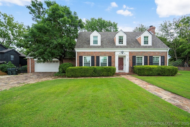 213 Moccasin Ln, Sapulpa, OK 74066 - cape cod-style house with brick siding, a front lawn, and a chimney