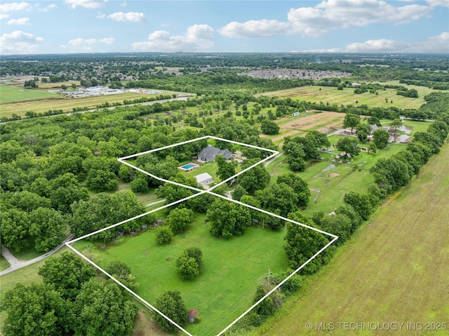 12828 S Mingo Rd, Bixby, OK 74008 - overview of rural landscape featuring property boundaries highlighted