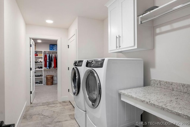8337 N 149th E Ave, Owasso, OK 74055 - laundry room with washing machine and dryer, cabinet space, and recessed lighting