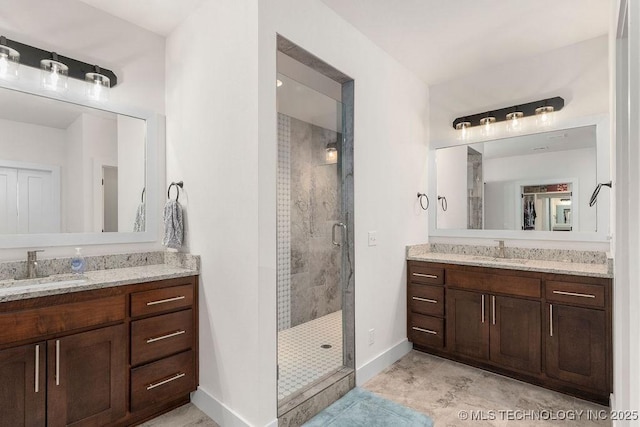 8337 N 149th E Ave, Owasso, OK 74055 - bathroom with a shower stall and two vanities