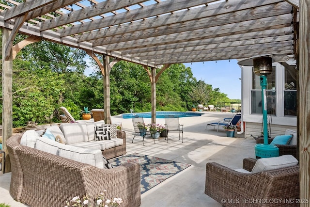 33922 S 4240th Rd, Inola, OK 74036 - view of patio / terrace featuring an outdoor hangout area, an outdoor pool, and a pergola