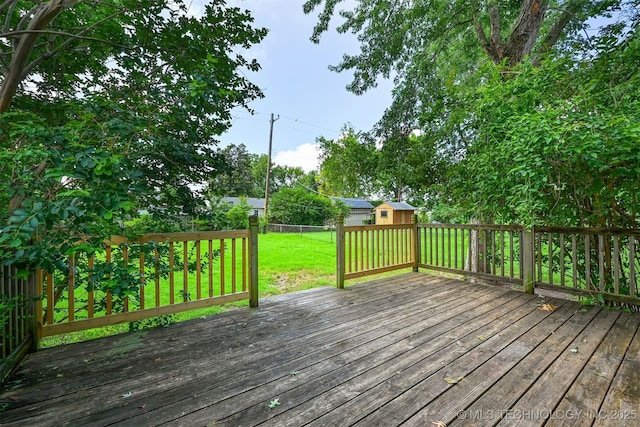 1422 E 52nd St, Tulsa, OK 74105 - deck with a shed and a fenced backyard