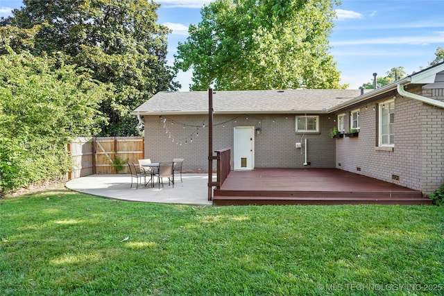 3926 E 51st Pl, Tulsa, OK 74135 - back of house with a patio area, brick siding, a deck, and roof with shingles