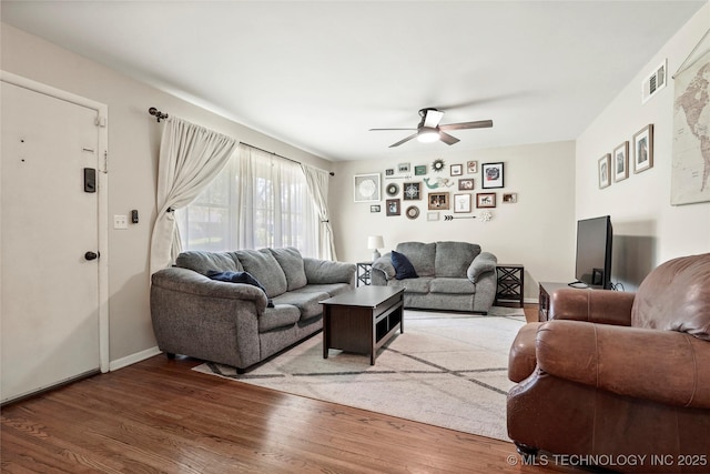3926 E 51st Pl, Tulsa, OK 74135 - living room featuring a ceiling fan and wood finished floors