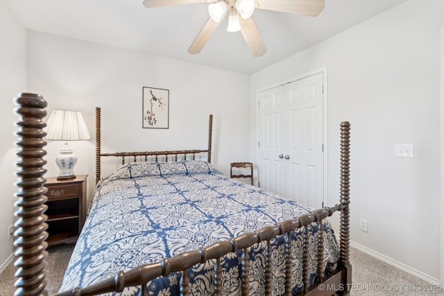 1014 W 120th St S, Jenks, OK 74037 - bedroom with carpet flooring, a closet, and ceiling fan