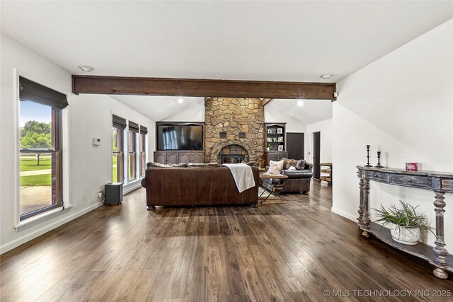 18251 145th W Ave, Sapulpa, OK 74066 - living area with a fireplace and dark wood-style floors