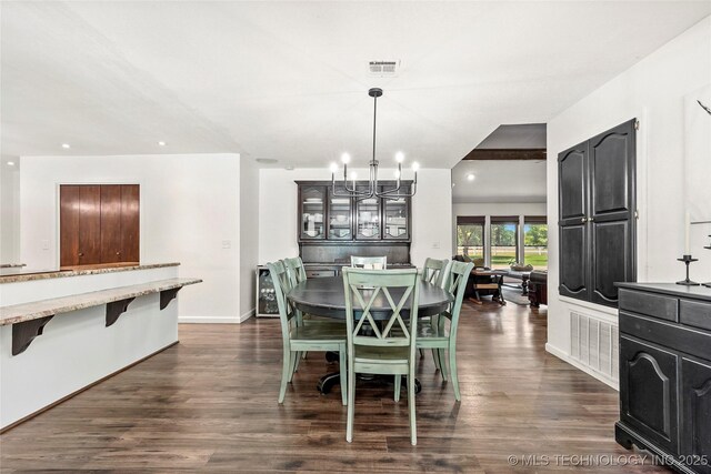 18251 145th W Ave, Sapulpa, OK 74066 - dining area with a chandelier, dark wood finished floors, and recessed lighting