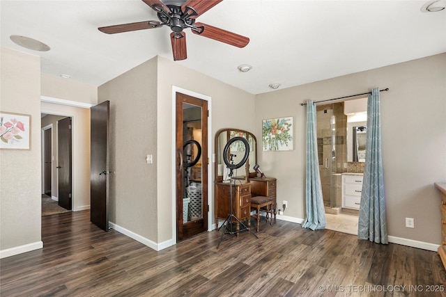 18251 145th W Ave, Sapulpa, OK 74066 - bedroom featuring wood finished floors, a ceiling fan, and ensuite bathroom