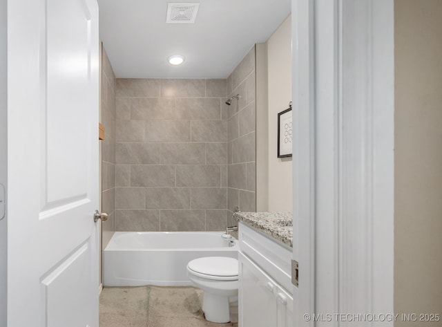 7245 E 154th St S, Bixby, OK 74008 - bathroom with vanity, shower / bath combination, tile patterned flooring, and recessed lighting