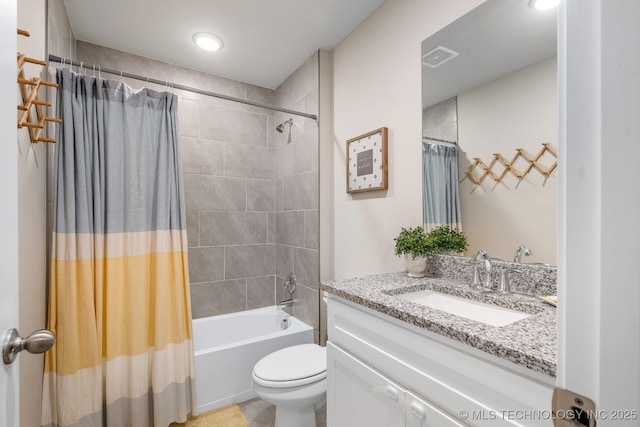 7245 E 154th St S, Bixby, OK 74008 - full bath with vanity, shower / tub combo with curtain, and recessed lighting