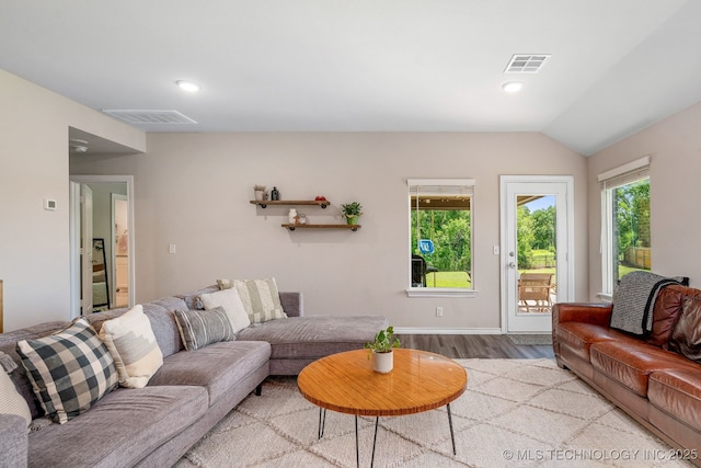 7245 E 154th St S, Bixby, OK 74008 - living area featuring wood finished floors, lofted ceiling, and recessed lighting