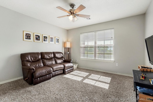 545 E 498th Cir, Pryor, OK 74361 - living area featuring carpet and ceiling fan
