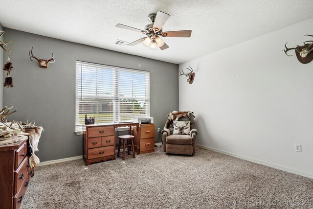 545 E 498th Cir, Pryor, OK 74361 - office space with ceiling fan, light colored carpet, and a textured ceiling