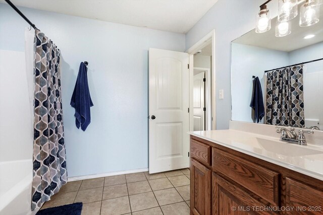 545 E 498th Cir, Pryor, OK 74361 - bathroom with vanity, tile patterned flooring, and shower / bath combo