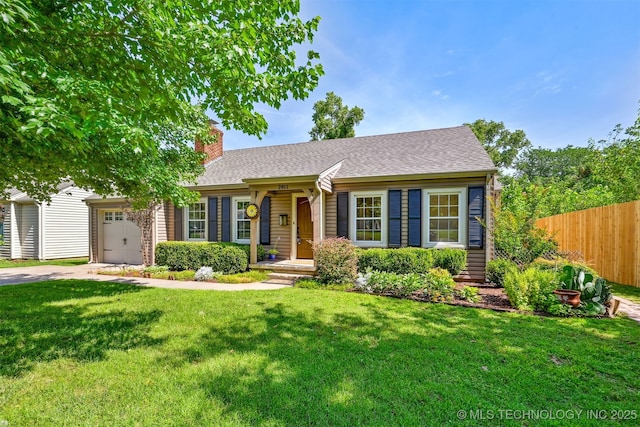 2811 E 22nd St, Tulsa, OK 74114 - ranch-style house with a chimney, an attached garage, concrete driveway, and roof with shingles