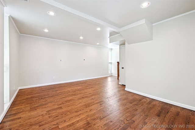 2811 E 22nd St, Tulsa, OK 74114 - spare room with ornamental molding, recessed lighting, and wood finished floors