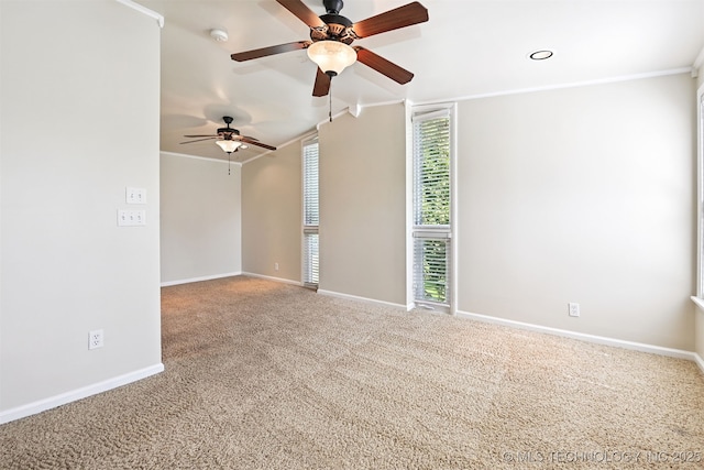 2811 E 22nd St, Tulsa, OK 74114 - unfurnished room featuring carpet floors, a ceiling fan, a smoke detector, and crown molding