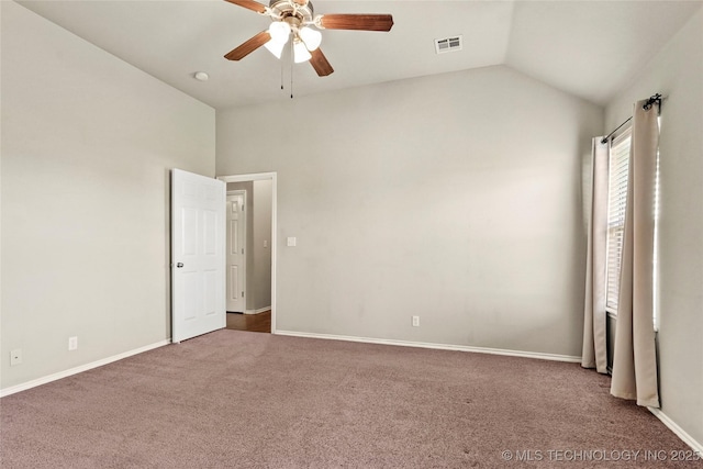 5612 N 31st St, Broken Arrow, OK 74014 - unfurnished bedroom featuring vaulted ceiling, carpet, and a ceiling fan
