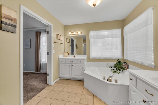 19722 E 50th Ct S, Broken Arrow, OK 74014 - full bath featuring vanity, a bath, and tile patterned floors