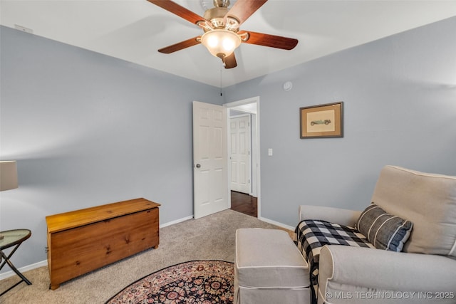 19722 E 50th Ct S, Broken Arrow, OK 74014 - sitting room with carpet flooring and a ceiling fan