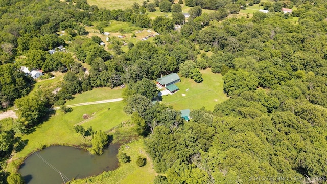 441059 E 155th Rd, Bluejacket, OK 74333 - drone / aerial view of a heavily wooded area and a large body of water