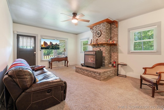 441059 E 155th Rd, Bluejacket, OK 74333 - living room with ceiling fan and carpet floors