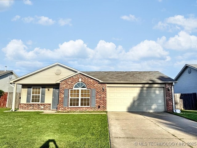 8932 S 258th E Ave, Broken Arrow, OK 74014 - ranch-style house with brick siding, a garage, driveway, and roof with shingles