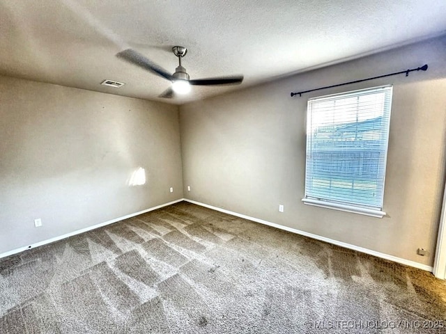 8932 S 258th E Ave, Broken Arrow, OK 74014 - carpeted spare room with ceiling fan and a textured ceiling
