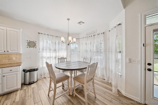 16410 E 49th St, Tulsa, OK 74134 - dining space featuring a chandelier and light wood-style flooring