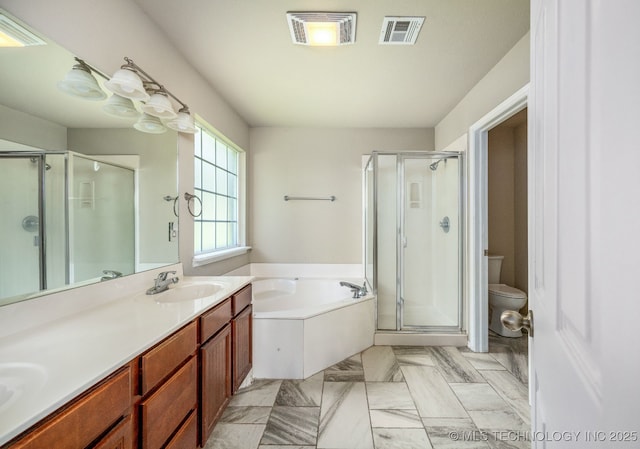 20409 E 49th St S, Broken Arrow, OK 74014 - bathroom with a shower stall, double vanity, and a bath