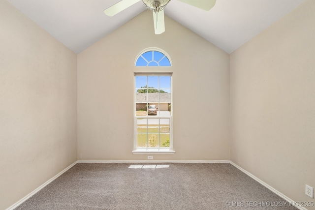 20409 E 49th St S, Broken Arrow, OK 74014 - carpeted spare room with ceiling fan and lofted ceiling