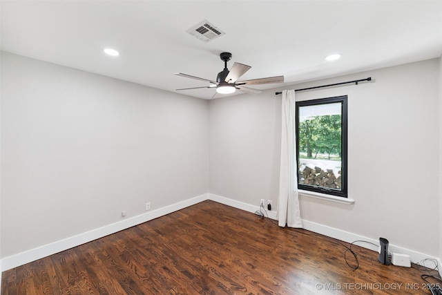 33966 S 4310th Rd, Big Cabin, OK 74332 - spare room with ceiling fan, dark wood-type flooring, and recessed lighting