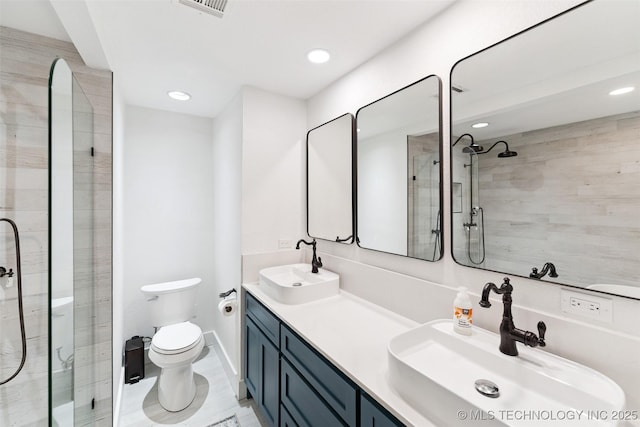 33966 S 4310th Rd, Big Cabin, OK 74332 - full bath with tiled shower, double vanity, and recessed lighting