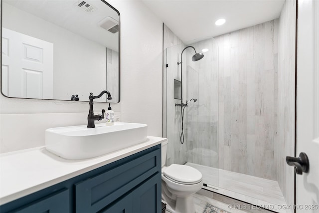 33966 S 4310th Rd, Big Cabin, OK 74332 - bathroom featuring vanity, tiled shower, and recessed lighting