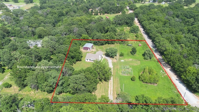 33966 S 4310th Rd, Big Cabin, OK 74332 - aerial view of property's location featuring property boundaries highlighted and a forest