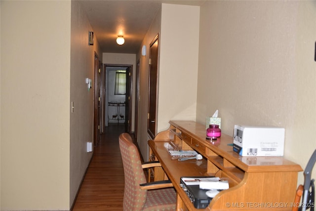 27855 S 170th Rd, Henryetta, OK 74437 - hall with wood finished floors and a desk