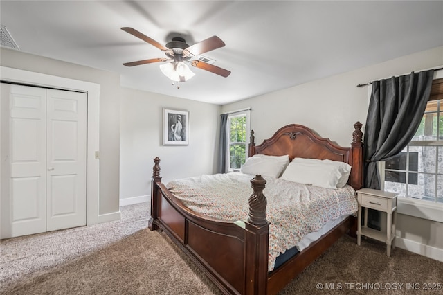 606 Goingsnake St, Tahlequah, OK 74464 - carpeted bedroom with a closet and ceiling fan