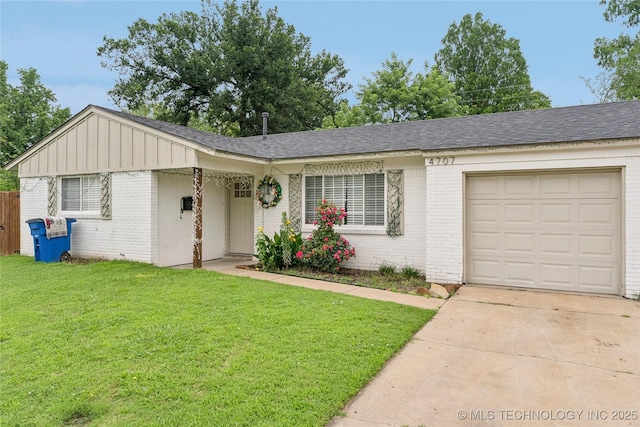 4706 S Madison Ave, Tulsa, OK 74105 - view of front of house with brick siding, a garage, concrete driveway, and a shingled roof