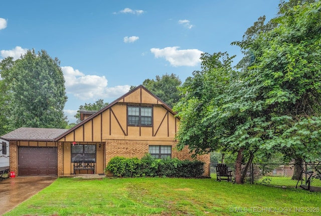 1105 S Maple Ave, Tahlequah, OK 74464 - tudor home with a garage, brick siding, and driveway