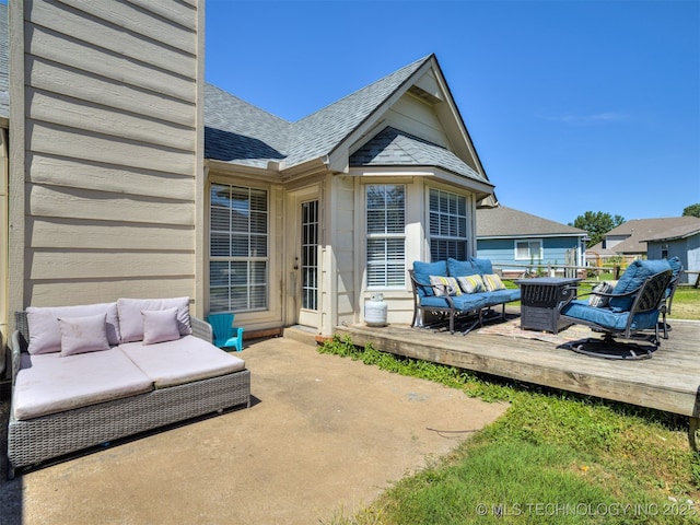 1604 W Los Angeles Cir, Broken Arrow, OK 74011 - view of patio / terrace featuring an outdoor living space and a wooden deck